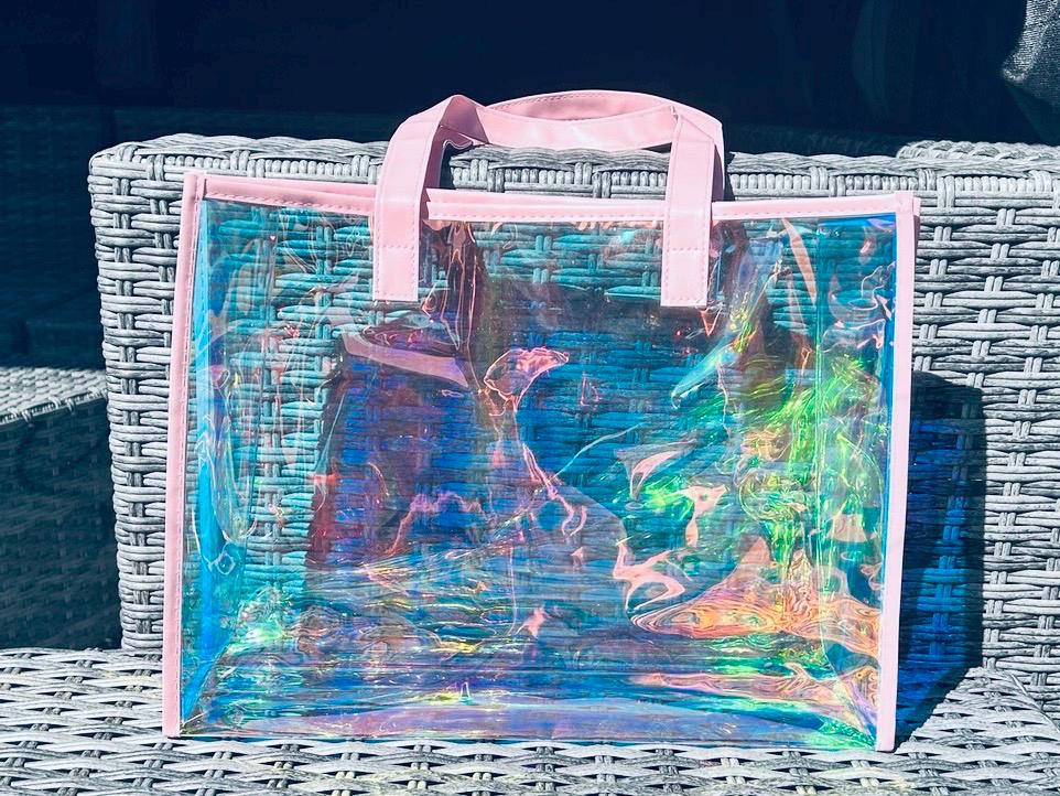 Personalised PVC Beach Bag with Sturdy Rope Handle - various colours available, perfect for holiday, holiday beach bag, neon beach bags,