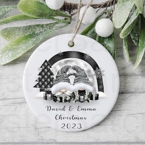 Gonk Couple Personalised Christmas Gift Present Boyfriend Husband Finace Keepsake Novelty Bauble Ornament Plaque Grey Christmas Decor
