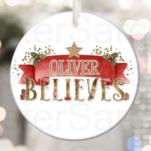Kids Christmas Girls Boys Personalised Christmas Bauble Gift Present Keepsake Believes Bauble Tree Xmas Daughter Son Nephew Niece