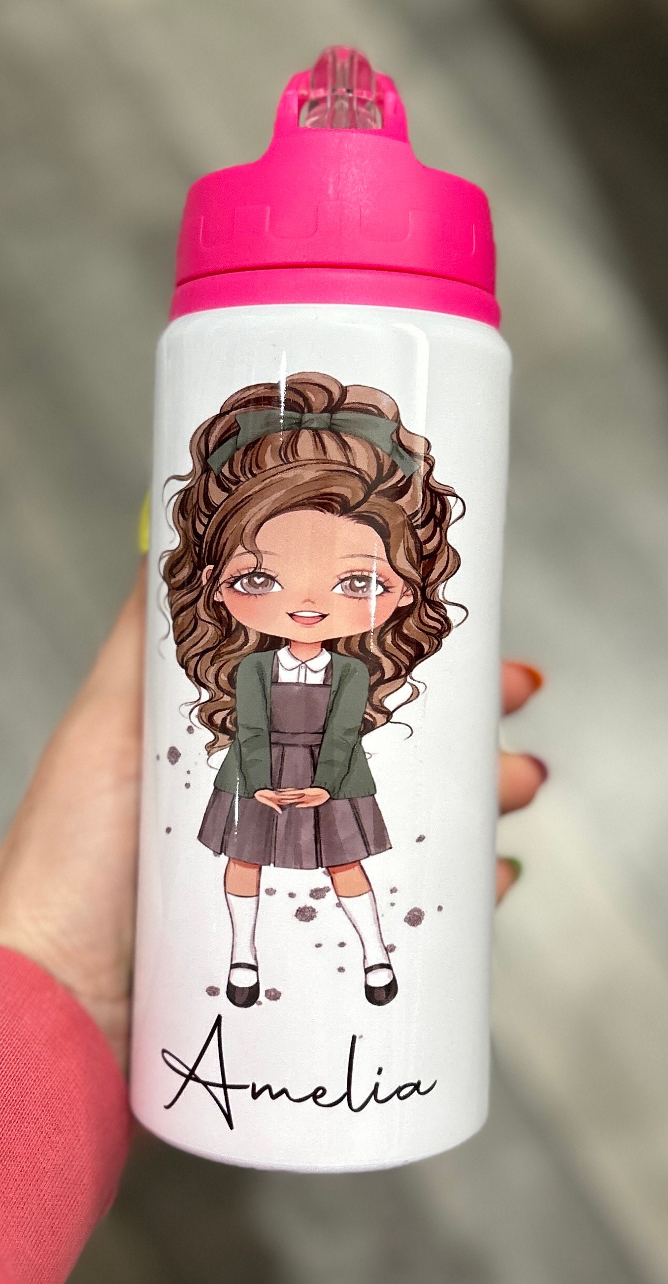 Personalized Girls School Water Bottle, First Day of School, Blue Back to School, Gift for Her Daughter Granddaughter Niece