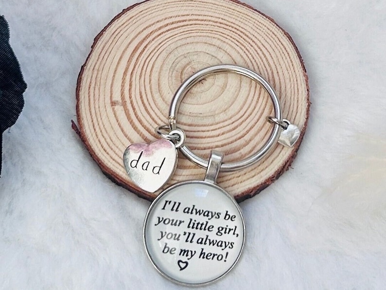 Daughter Dad Hero Little Girl Novelty Keyring Keychain Birthday Gift Present Christmas Fathers Day image 1