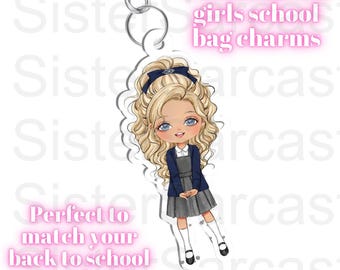 Personalised Girls Kids Bag Tag Charm - Bag Keychain - Bag Keyring - School Bag - Back to School - Name Tag - Party Bag Filler