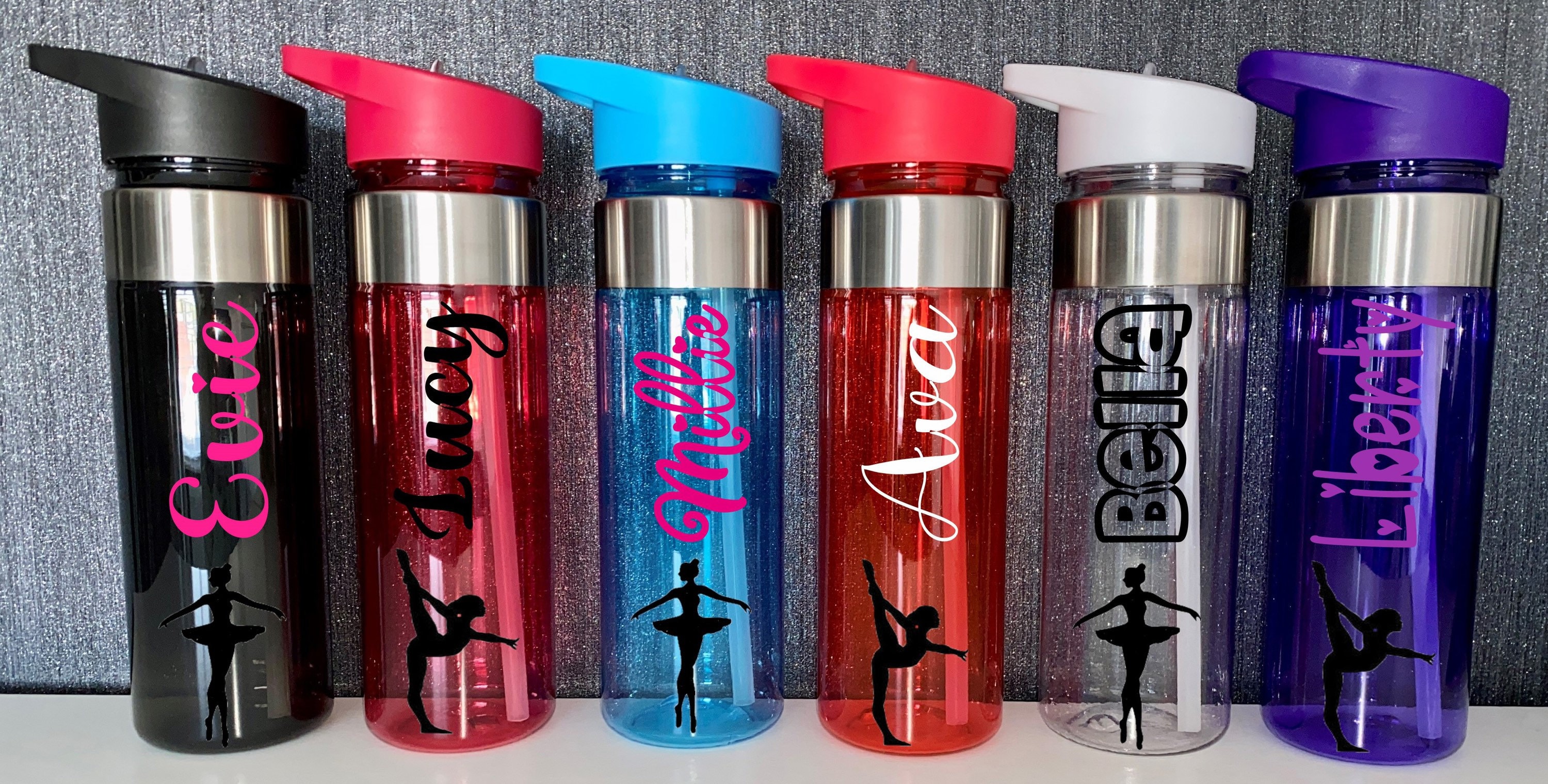 Little Gymnast Girl Water Bottle Personalized Pastel Thermos Stainless Steel