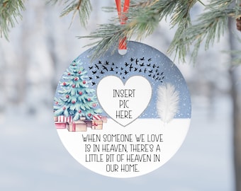 Memory In Heaven Christmas Personalised Photo Feathers Appear Mum Christmas Gift Present Keepsake Novelty Bauble Christmas Tree Xmas