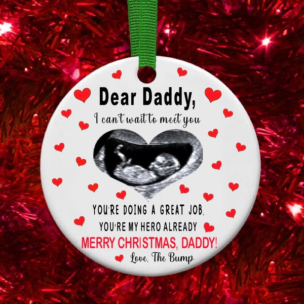 Daddy To Be Scan Personalised Christmas Bauble Funny Gift Present Keepsake Novelty Christmas Tree Xmas For Him