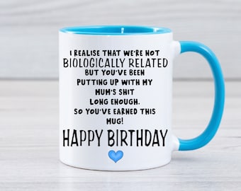 Step-dad stepdad not biologically related but thanks funny birthday mug cup gift for him christmas present