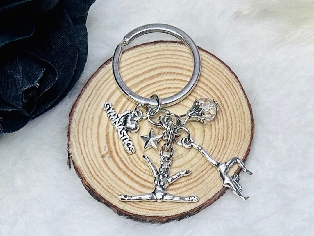 I Love Gymnastics Gymnastic Charm Keyring Keychain Neuheit Liebe
