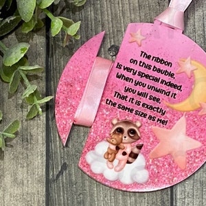 New Baby Boy Baby Girl Gift, Memento Keepsake Ribbon Bauble, Grandson Granddaughter, New Baby Gift, Newborn Keepsake, Personalised Baby Gift