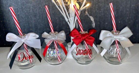 Personalised Christmas Bauble Drinking Glasses Set of 2 