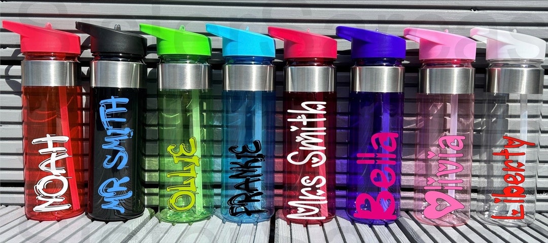 12 Stück Neonfarbene Kunststoff-Wasserflaschen – Set In Pink, Lila, Orange, Grün, Gelb, Blau
