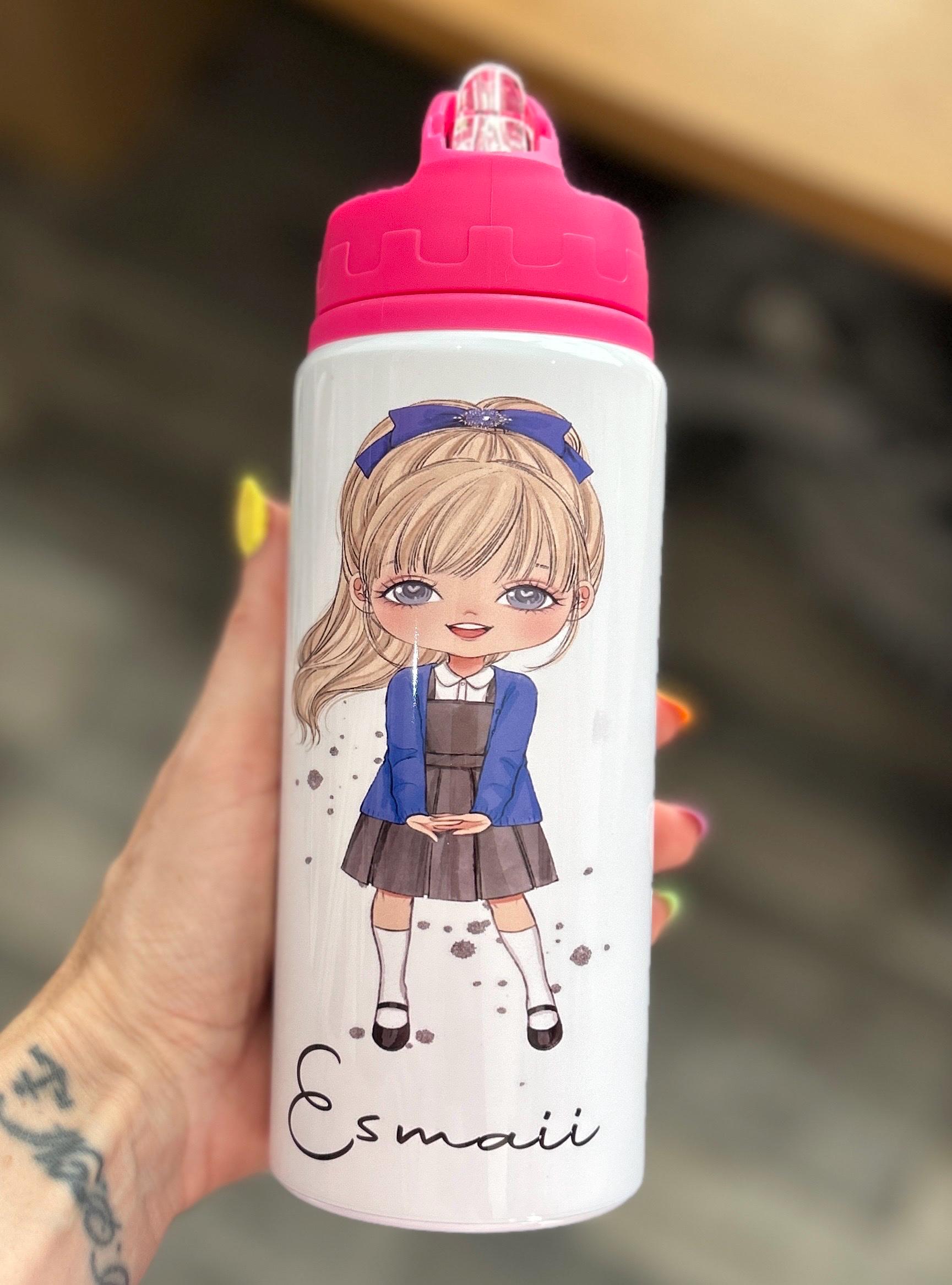 Personalized Girls School Water Bottle, First Day of School, Blue Back to School, Gift for Her Daughter Granddaughter Niece