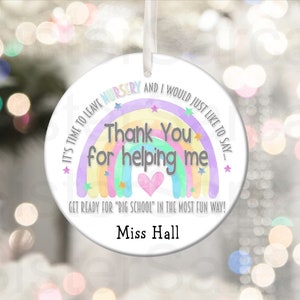 Personalised Nursery Teacher Gift, Preschool Teacher, Playgroup Teacher, Leaver Gift, Teacher Gift - Plaque Christmas Bauble Gift Keepsake