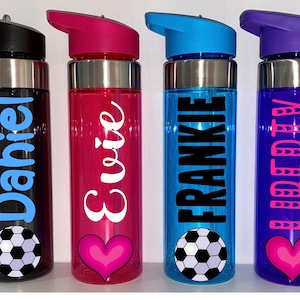 Botella de agua personalizada de 550 ml / Botella de agua para niños / Botella escolar / Botella deportiva / Botella de fútbol / Regalo para él, regalo para ella