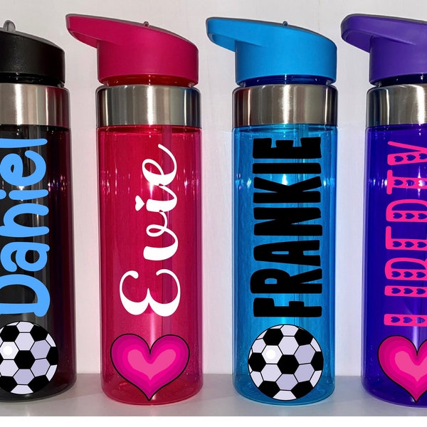 550ml personalisierte individuelle Wasserflasche | Kinderwasserflasche | Schulflasche | Sportflasche | Fußballflasche | Geschenk für Ihn. Geschenk für Sie