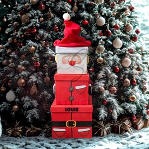 Kids Christmas Eve Box Personalised Customised Large Stacking Gift Boxes Reindeer, Santa, Snowman Novelty, Christmas Gift Box Present Xmas
