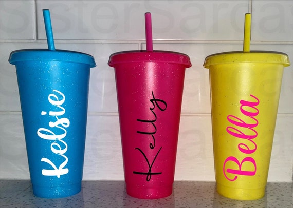 PERSONALISED COLD CUP Tumbler Straw Cup Reusable Plastic Cup 