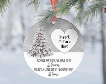 Memory In Heaven Christmas Personalised Photo Dad Mum Son Daughter Christmas Gift Present Keepsake Novelty Bauble Christmas Tree Xmas