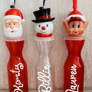 Personalised Kids Christmas Drinking Bottle Santa Elf Snowman Gift Present Stocking Filler Christmas Eve Box Present For Him Gift For Her
