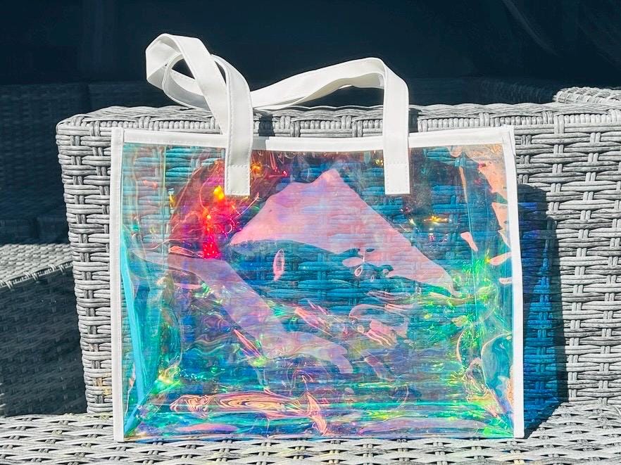 Personalised PVC Beach Bag with Sturdy Rope Handle - various colours available, perfect for holiday, holiday beach bag, neon beach bags,