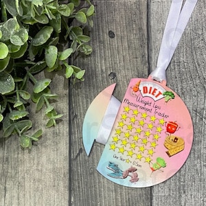 Weight Loss Measurement Tracker Ribbon Bauble Gift, Diet Tracker, Gepersonaliseerd cadeau, Weight Loss Planner, Cadeau voor mama, Motiverende doelen