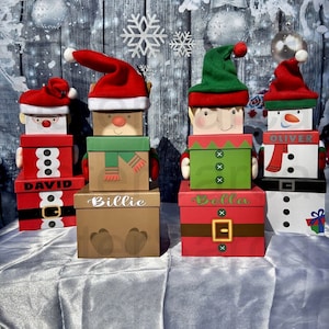 Kerstavonddoos voor kinderen Gepersonaliseerde Aangepaste stapelgeschenkdozen Rendier, kerstman, elfje, sneeuwpop Nieuwigheid kerstcadeaudoos kerstcadeau