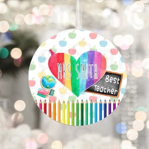 Personalised Best Teacher Gift, Preschool Teacher, Playgroup Teacher, Leaver Gift, Nursery Teacher Gift - Plaque Christmas Bauble Keepsake