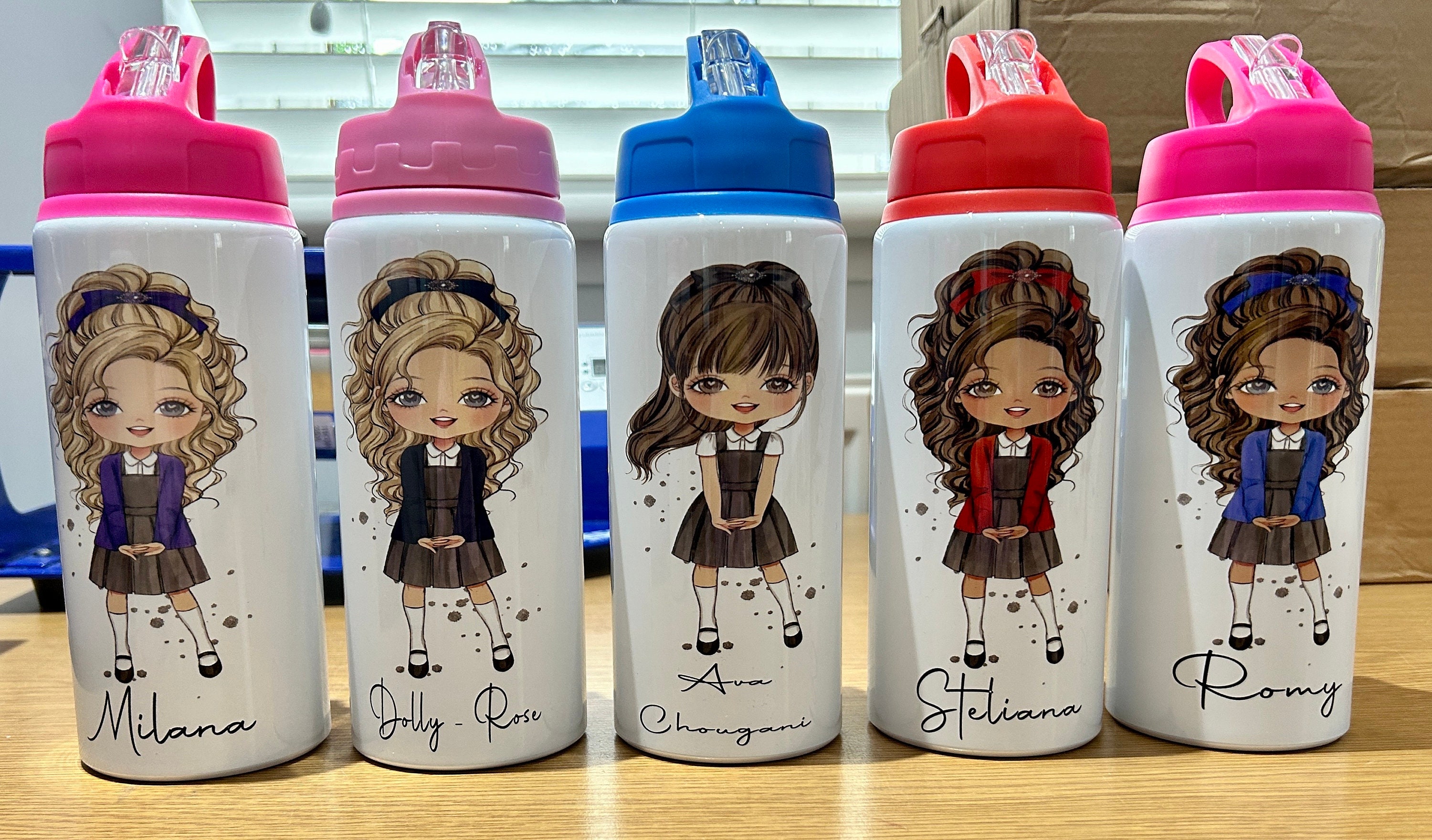 Personalized Girls School Water Bottle, First Day of School, Blue Back to School, Gift for Her Daughter Granddaughter Niece