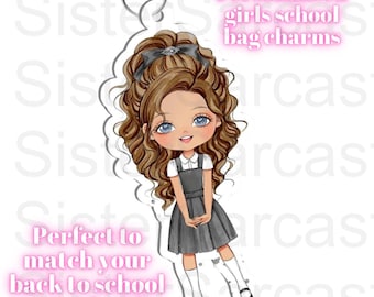 Personalised Girls Kids Bag Tag Charm - Bag Keychain - Bag Keyring - School Bag - Back to School - Name Tag - Party Bag Filler