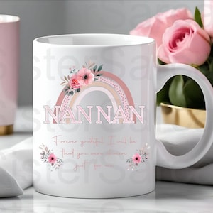 Nannan Forever Grateful - Geburtstagsgeschenk - Nannan Geschenk - Personalisierte Tasse - Geschenk von den Enkelkindern - Geschenk für Nannan - Muttertag