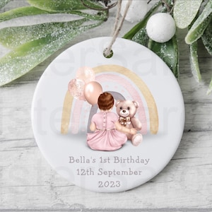 Baby Girls 1st First Birthday Personalised Plaque Keepsake Gift Bauble Niece Granddaughter Goddaughter Daughter 2nd Birthday 3rd Birthday
