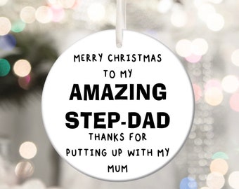 Step-Dad Amazing Stepdad Step Dad Parent Personalised Christmas Bauble Funny Gift Present Keepsake Novelty Christmas Tree Xmas For Him