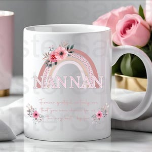 Nannan Forever Grateful - Geburtstagsgeschenk - Nannan Geschenk - Personalisierte Tasse - Geschenk von den Enkelkindern - Geschenk für Nannan - Muttertag