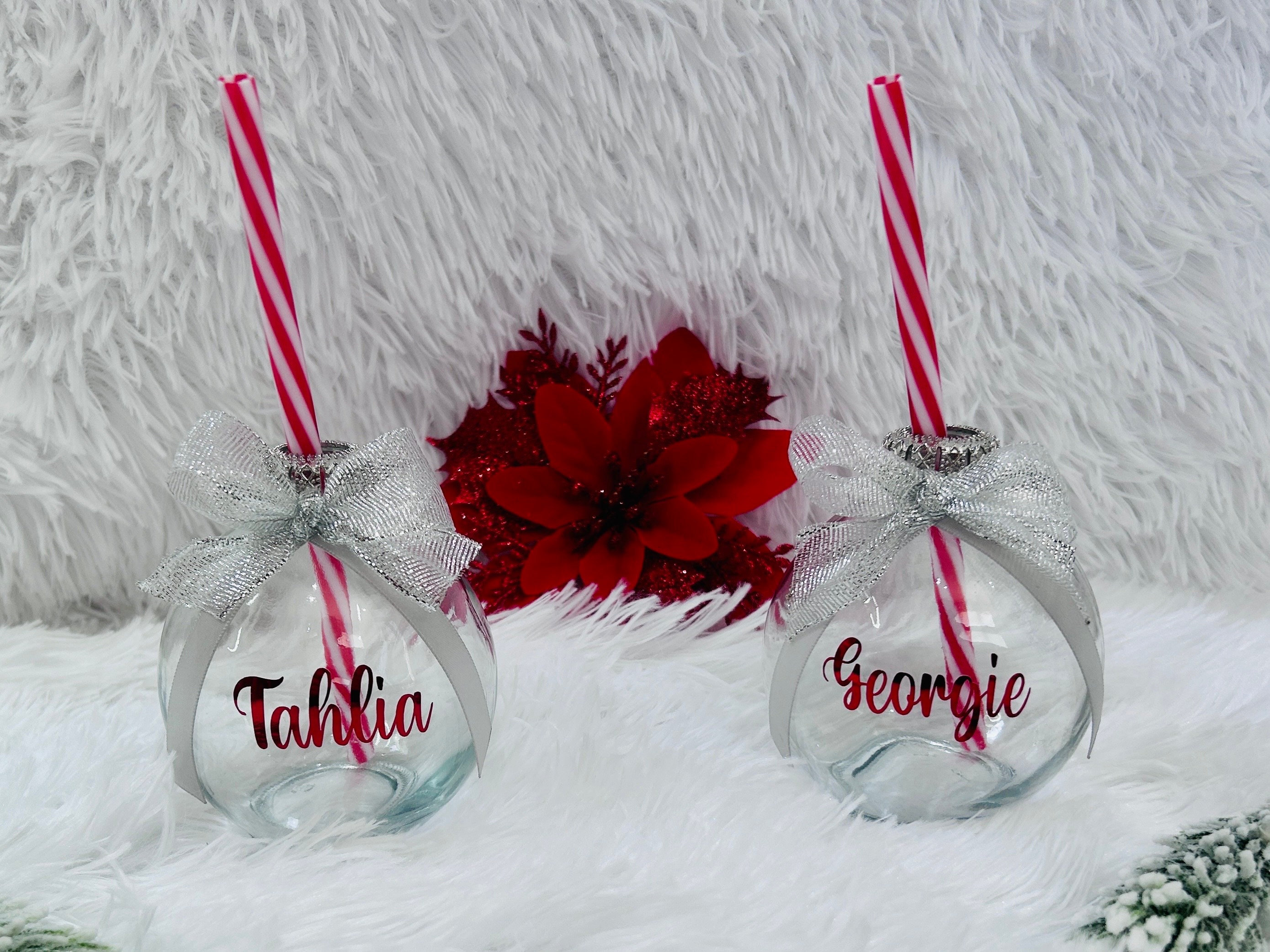 Blush Ornament Drink Cup with Straws for Christmas