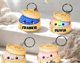 Portachiavi personalizzato a forma di raviolo per bambini - Portachiavi per borsa - Portachiavi per astuccio - Zaino scolastico - Ritorno a scuola - Etichetta con nome - Regalo per feste