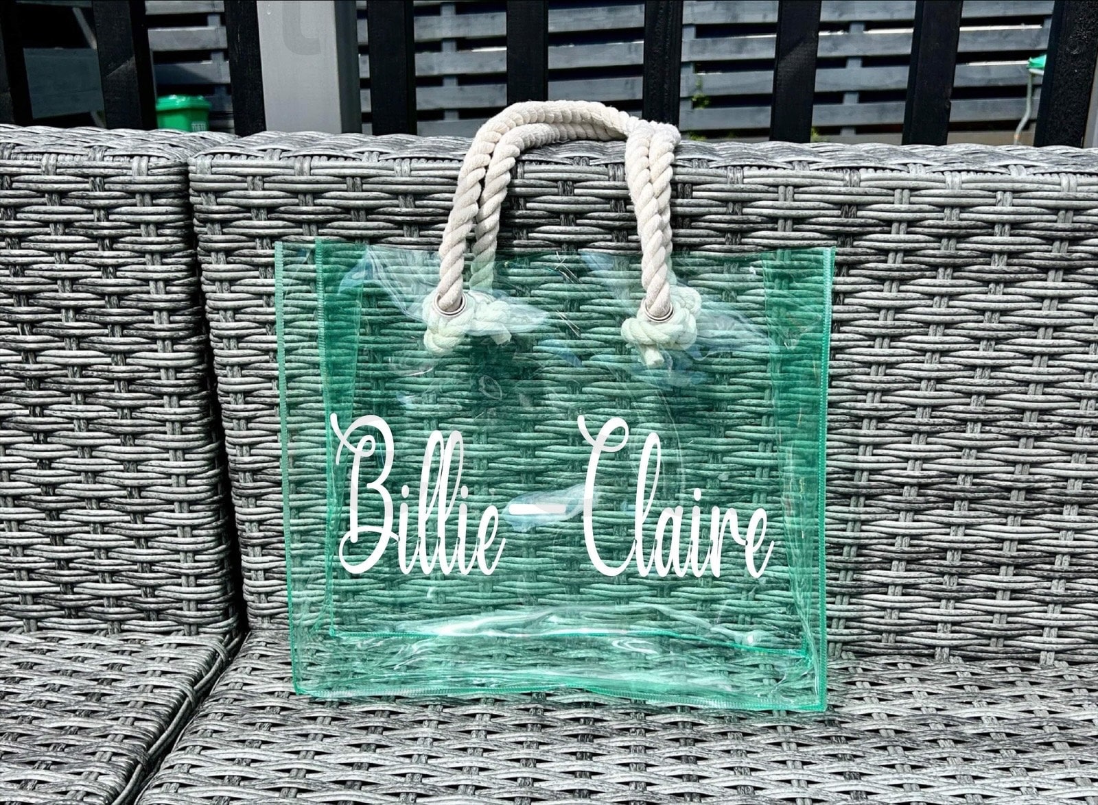 Personalised PVC Beach Bag with Sturdy Rope Handle - various colours available, perfect for holiday, holiday beach bag, neon beach bags,