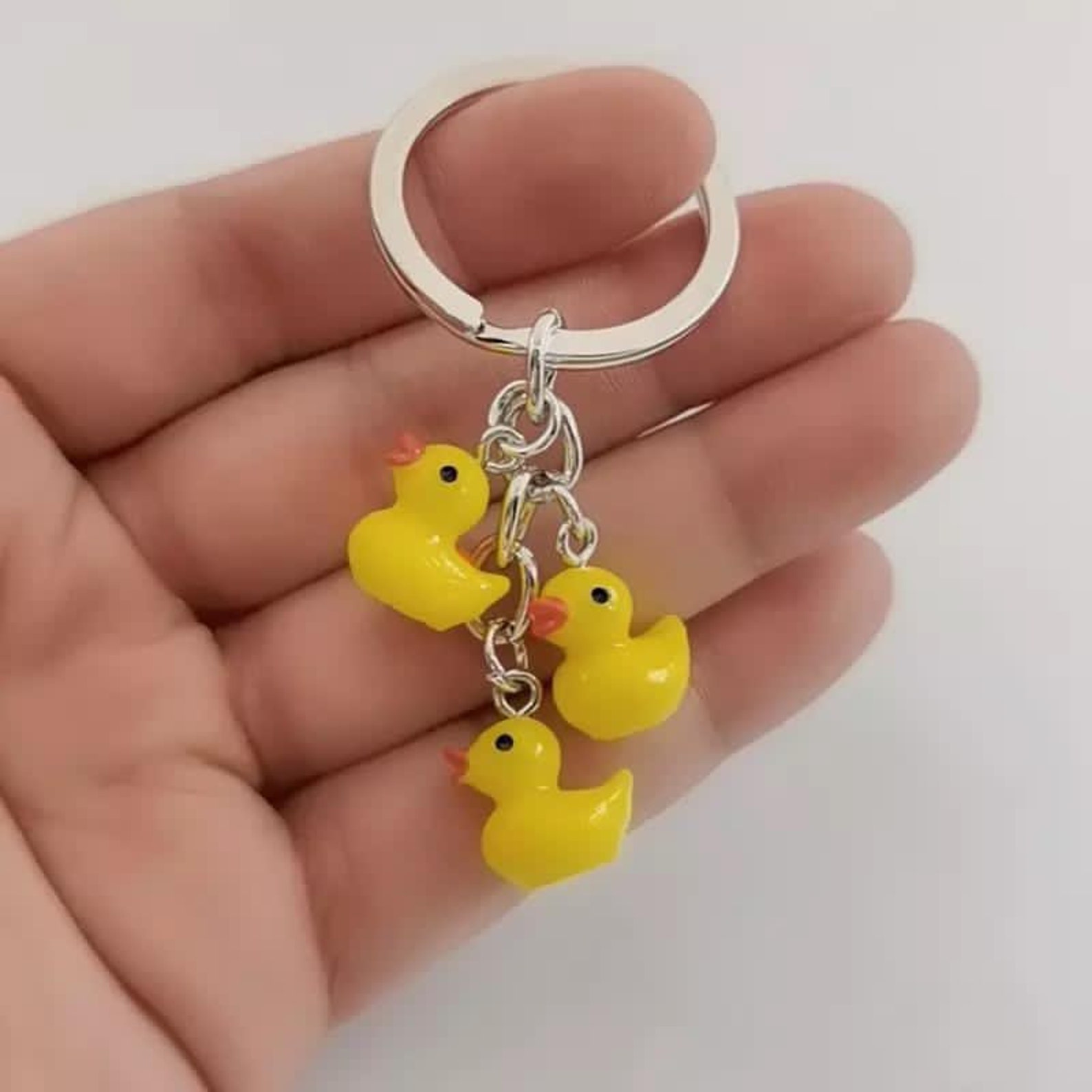 Trio of Three Yellow Ducks Keyring Keychain Novelty Funny Etsy