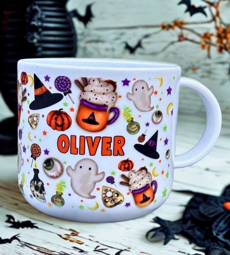 Kinder personalisierte Halloween Geschenk Sohn Tochter Enkelin Enkel Neffe Nichte Tasse Becher Geschenk vorhanden Bild 3