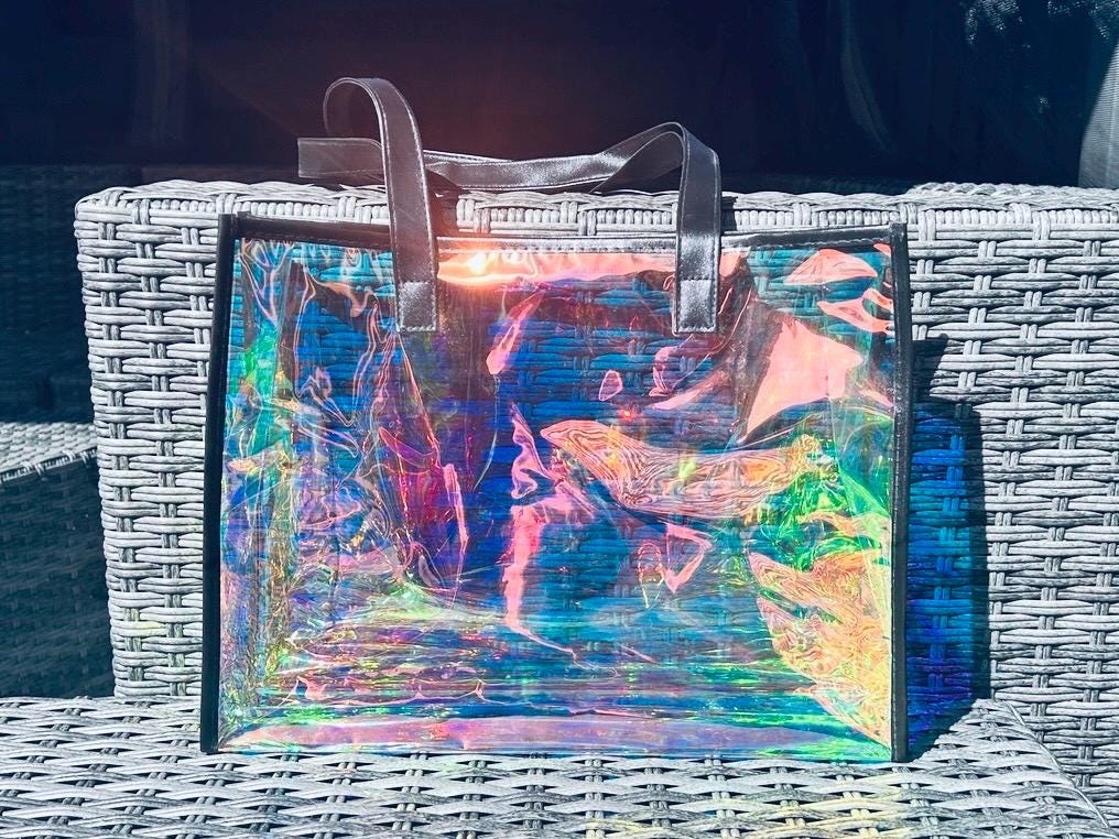 Personalised PVC Beach Bag with Sturdy Rope Handle - various colours available, perfect for holiday, holiday beach bag, neon beach bags,