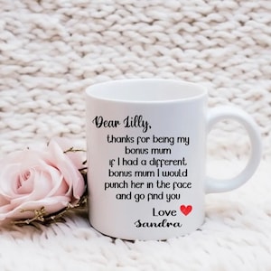 Personalised Stepmum Step Mum Bonus Mum Mother’s Day Funny Gift Mug Cup Birthday Gift Christmas Present Keepsake Gift Step Mum Gift