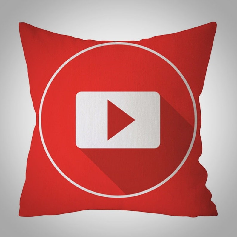 Youtube Cushion Cover Hot Media Red White Polyester Pillow Etsy