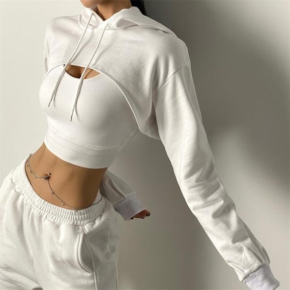 Women Crop Top Sports Shirts Long 