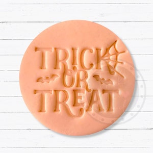 Trick or Treat - Style 4 - embosser stamp, fondant stamp, cupcakes, cookies, Halloween, cookie stamp - clay stamp -