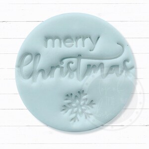 Merry Christmas (snowflake) - embosser cookie stamp, fondant stamp