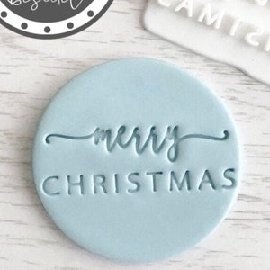 Merry Christmas - embosser cookie stamp, fondant stamp
