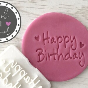 Happy Birthday - Style 9 - embosser cookie stamp, fondant stamp