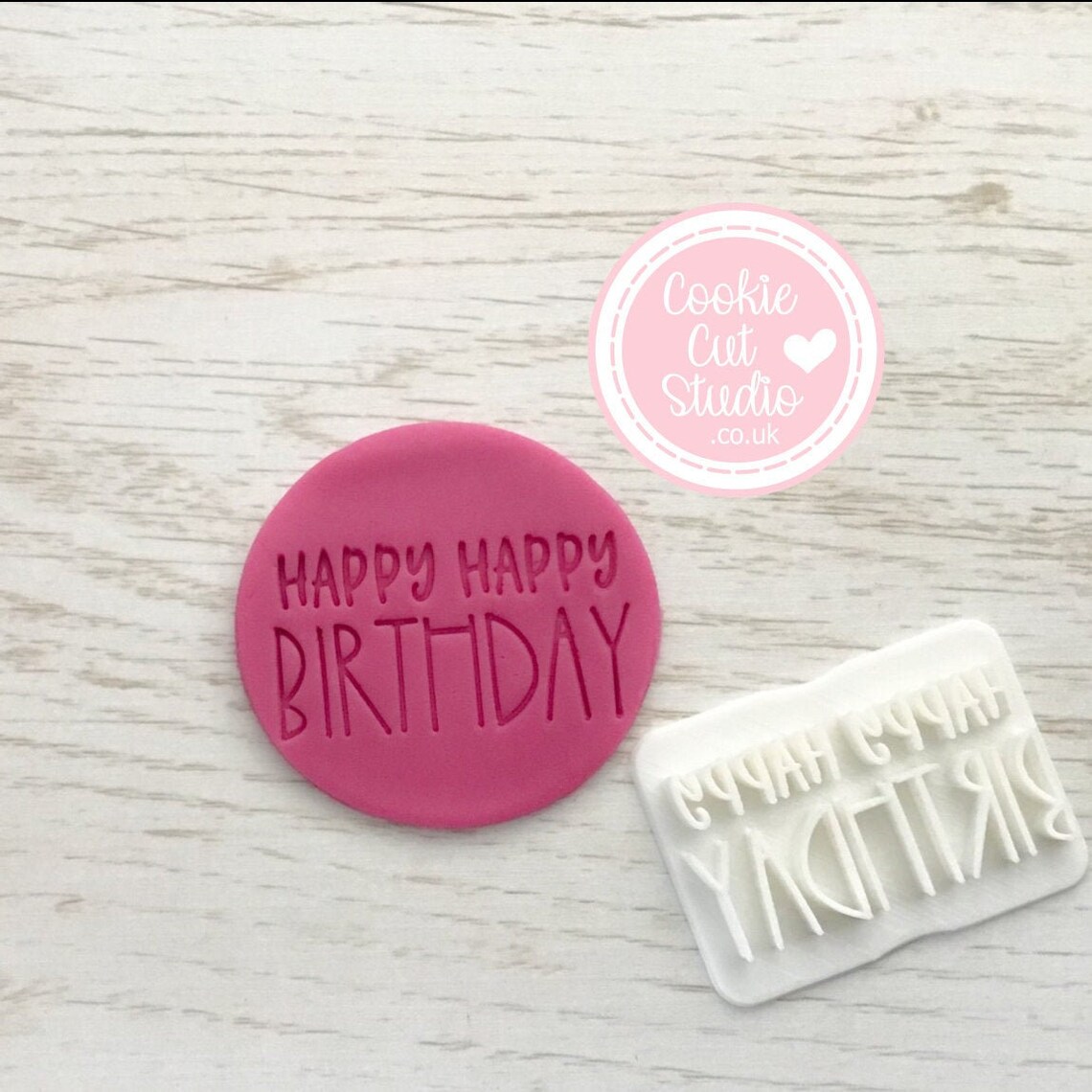 Happy Happy Birthday embosser stamp for fondant icing Etsy