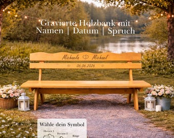 Personalisierte Holzbank Hochzeit Geschenk – Gravur mit Namen & Datum – Gartenbank Holz individuell – Geschenk für Brautpaar Jubiläum