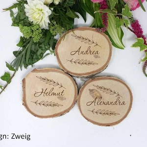 Birkenscheibe Gastgeschenk | Namensscheibe | Platzkarten aus Holz | personalisierte Baumscheiben | mit Namensgravur