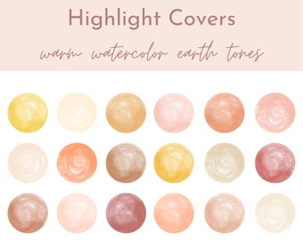 18 Earth Tone Watercolor Instagram Highlight Covers, Neutral Story Covers for Instagram, Warm Earthy Instagram Story Icons