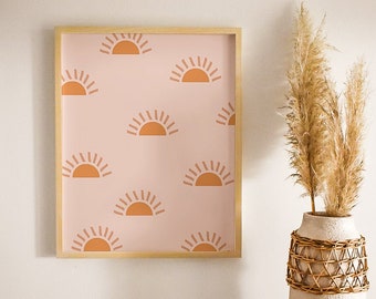 Modern Sun Printable, Pink Digital Print, Girl's Bedroom Wall Art